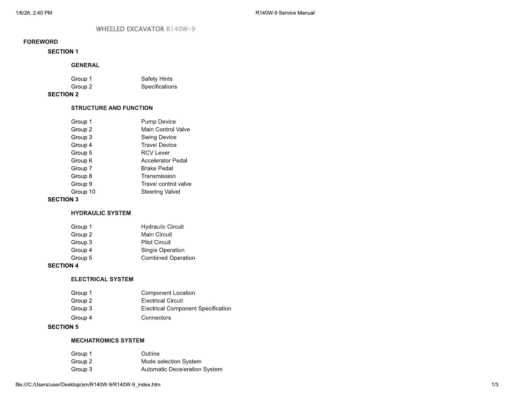R140W-9 Service Manual